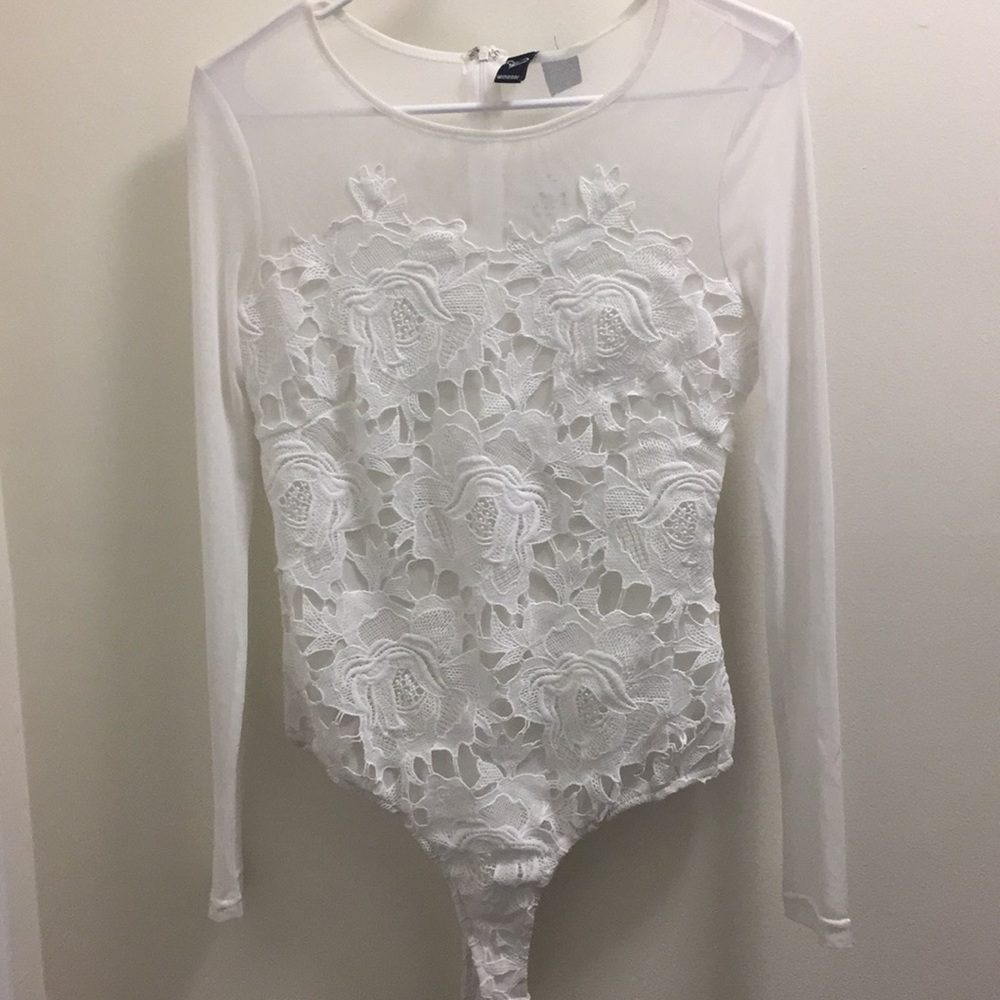 mesh white brand new bodysuit